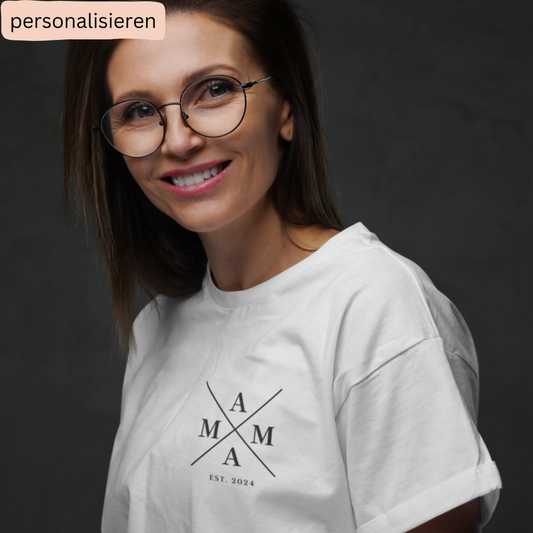 Personalisiertes MAMA T-shirt Est. / Kreuz / Minimalistisch / 100% Bio T-Shirt