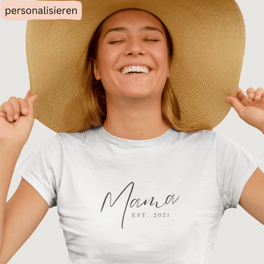 Personalisiertes "Mama est." 100% Bio T-Shirt
