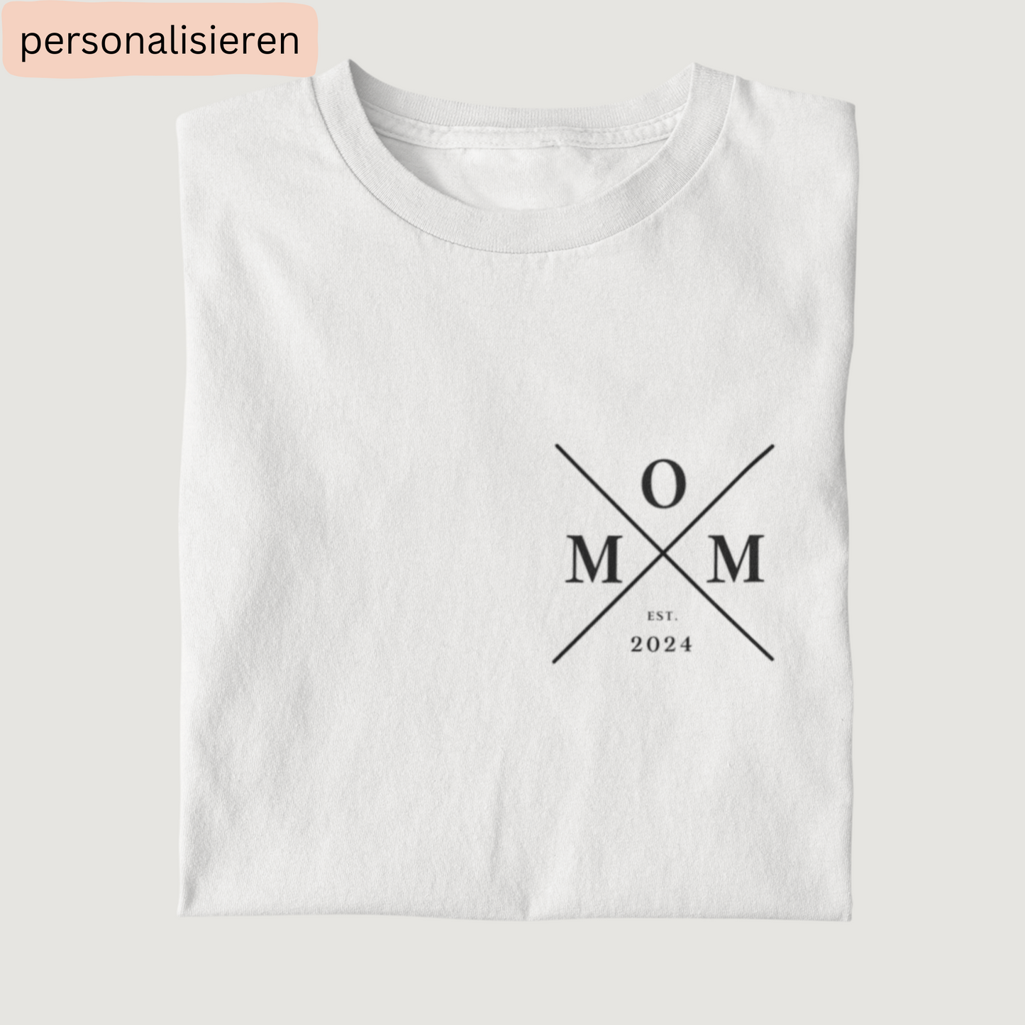 Personalisiertes MAMA T-shirt Est. / Kreuz / Minimalistisch / 100% Bio T-Shirt