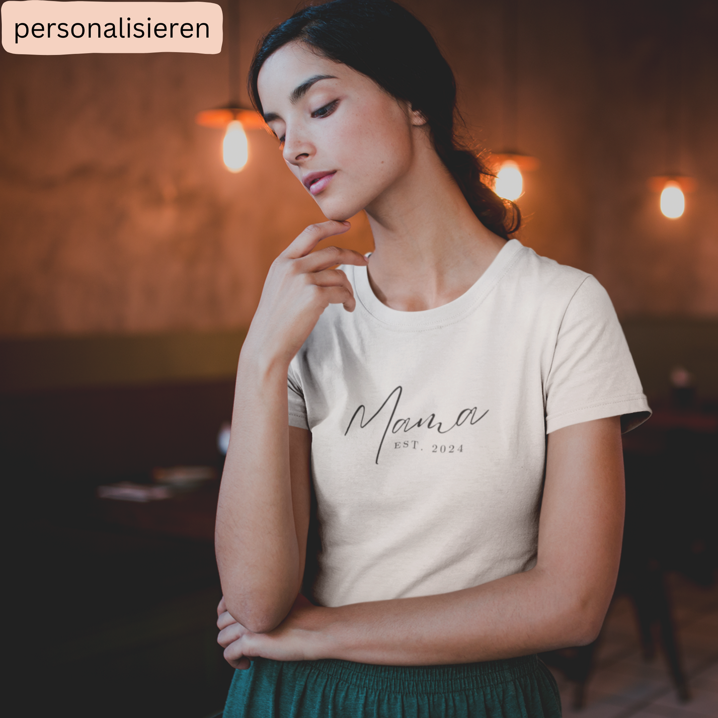 Personalisiertes "Mama est." 100% Bio T-Shirt