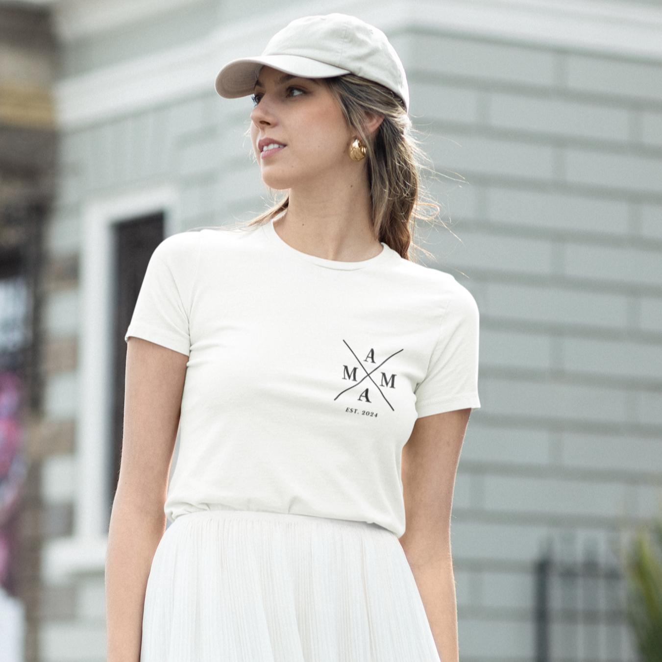 Personalisiertes MAMA T-shirt Est. / Kreuz / Minimalistisch / 100% Bio T-Shirt