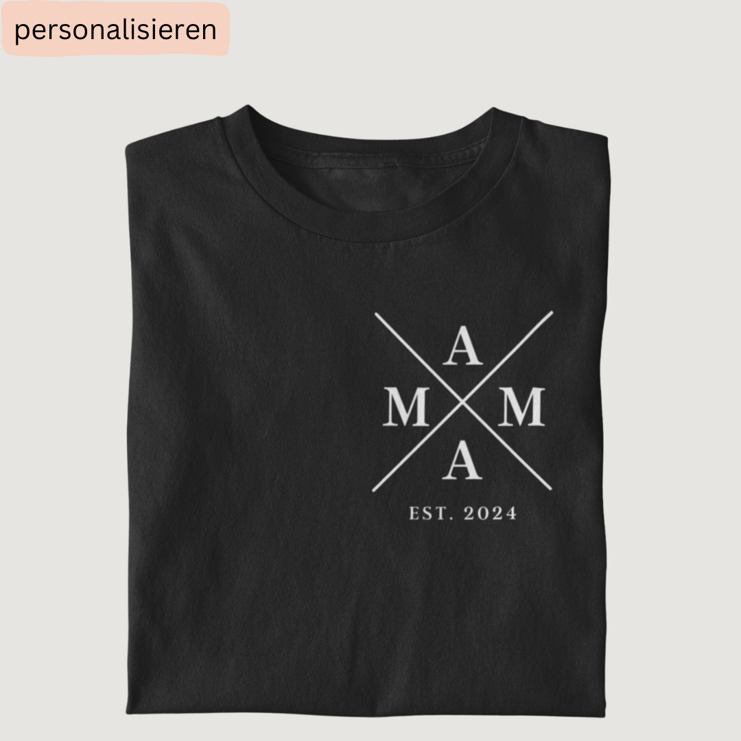 Personalisiertes MAMA T-shirt Est. / Kreuz / Minimalistisch / 100% Bio T-Shirt