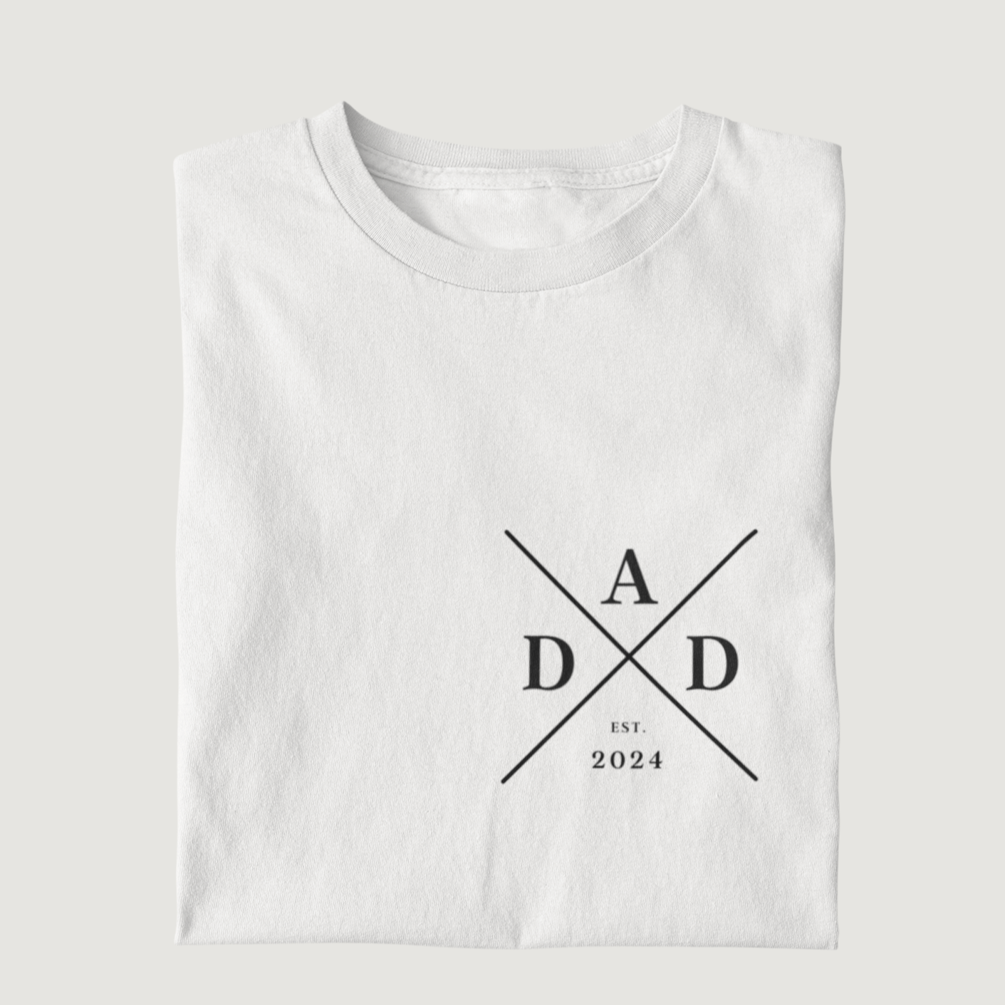 Personalisiertes "PAPA/DAD Cross Est." Kreuz 100% Bio T-Shirt