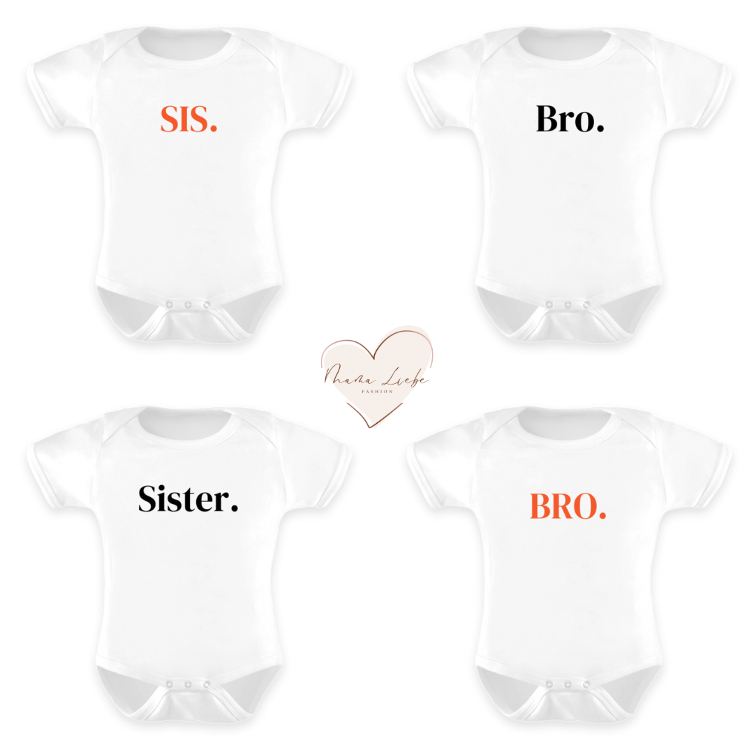 Bro., Sis., Geschwistershirt Body